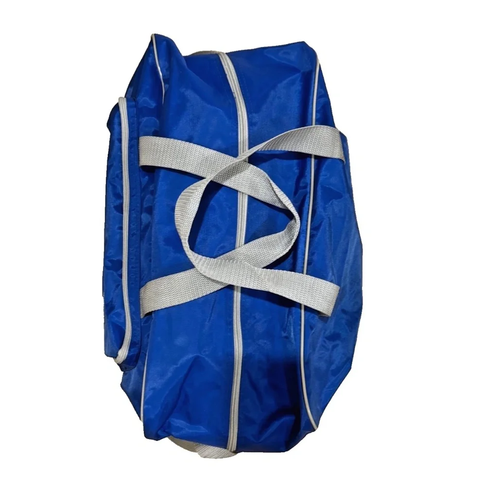 American Express Vintage Expandable Duffle/Gym Bag w/Handles/Shoulder Strap Blue